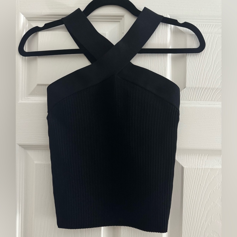 Aritzia Black Ribbed Crop Top